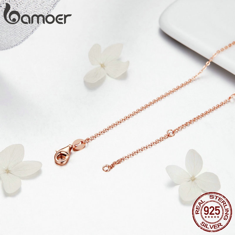 Vòng cổ nữ Bamoer SCA014 bạc sterling 925  vàng hồng thời trang
