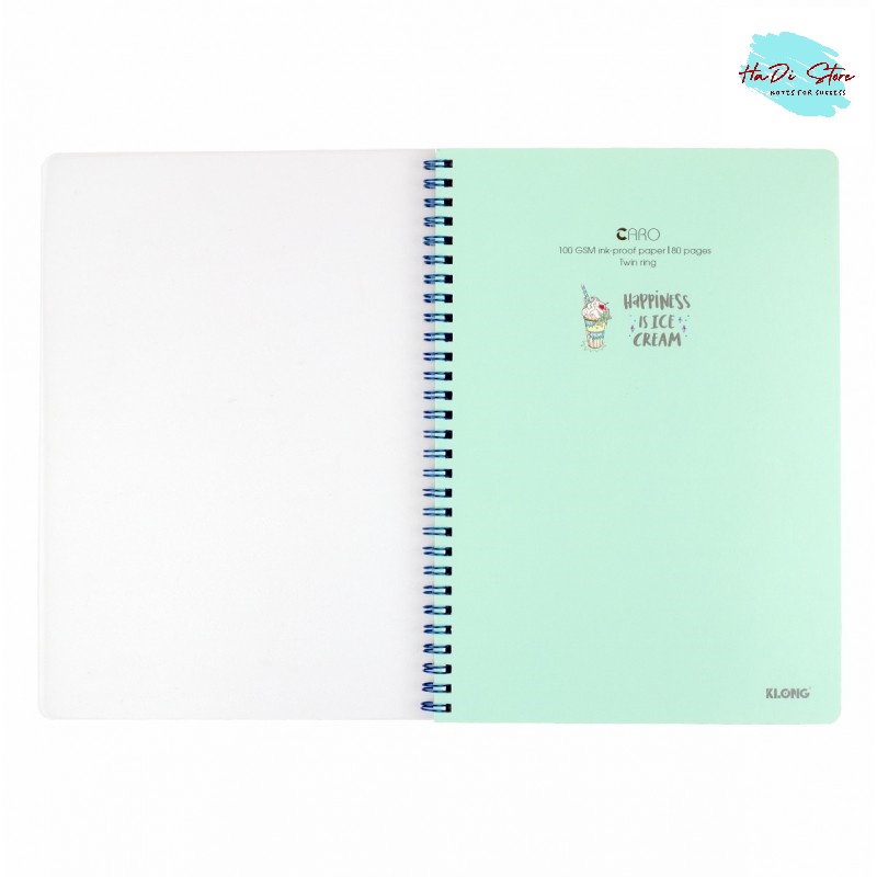 Vở lò xo KLONG khổ B5 CARO 80/120/200 trang bìa màu pastel có bìa nhựa