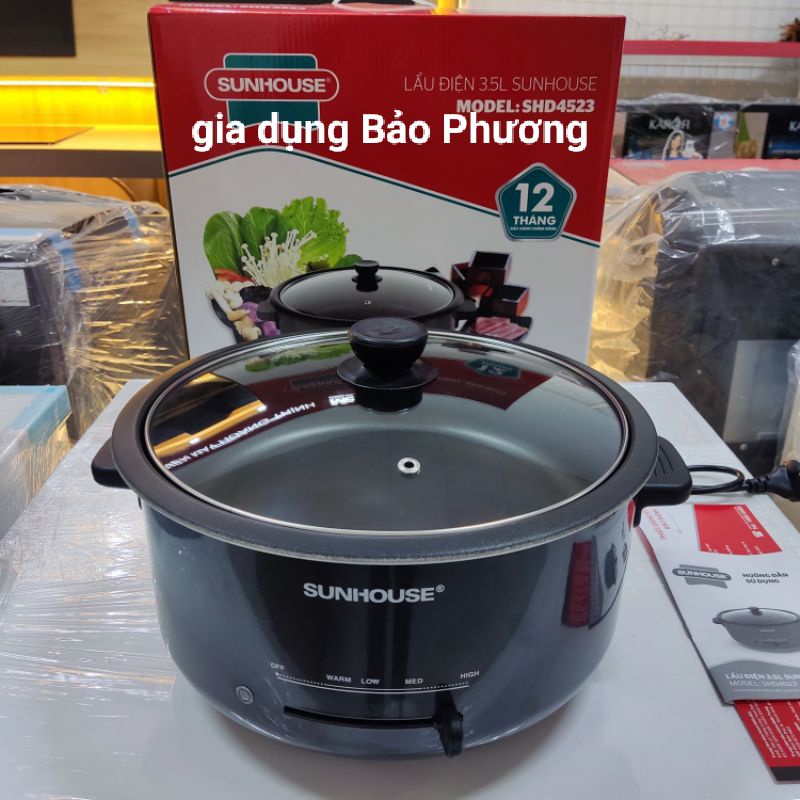 Nồi lẩu điện,Nồi nấu đa năng SUNHOUSE SHD4523 3,5 lít bảo hành chính hãng 12 tháng