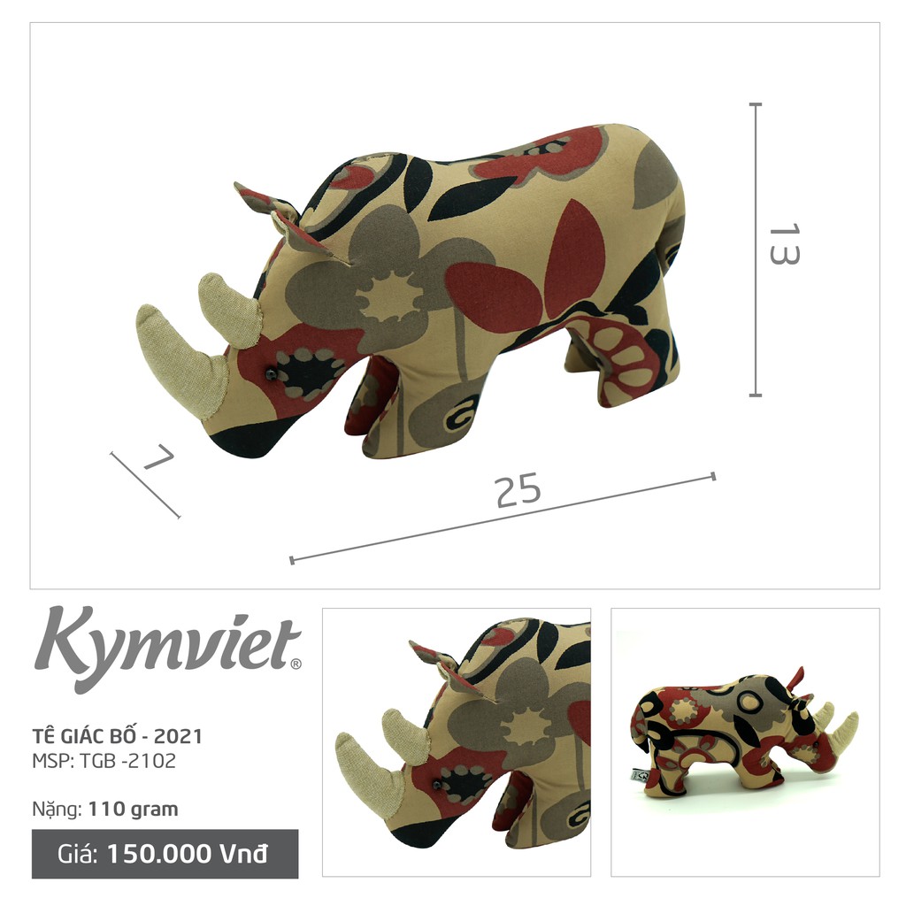 Đồ Chơi Nhồi Bông Hình Tê Giác Bố Kymviet Craft
