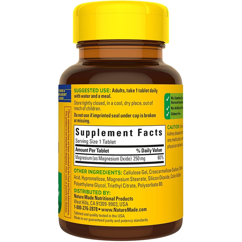Viên Uống Bổ Sung Magie Nature Made Magnesium 250mg 100 viên