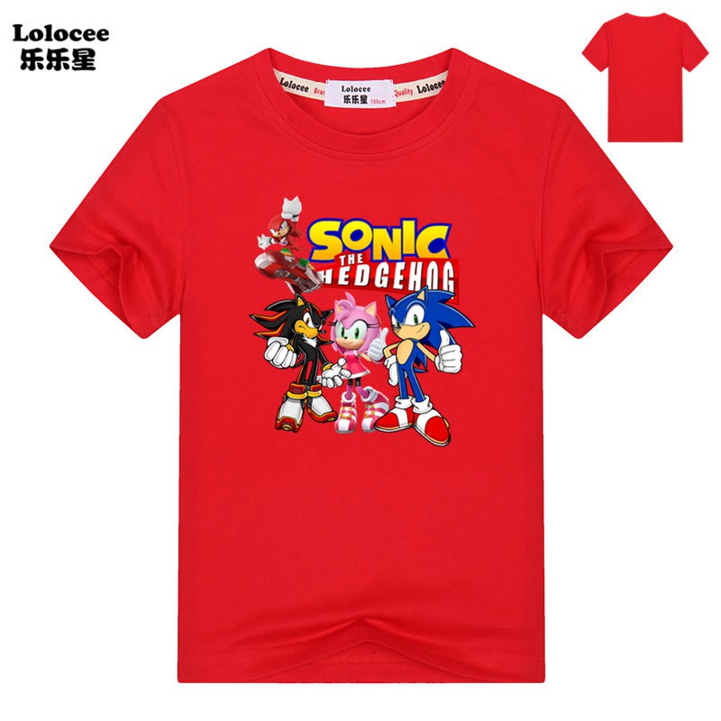 Áo Thun Tay Ngắn In Hình Sonic The Hedgehog Sonic 100% Cotton Cho Bé Trai