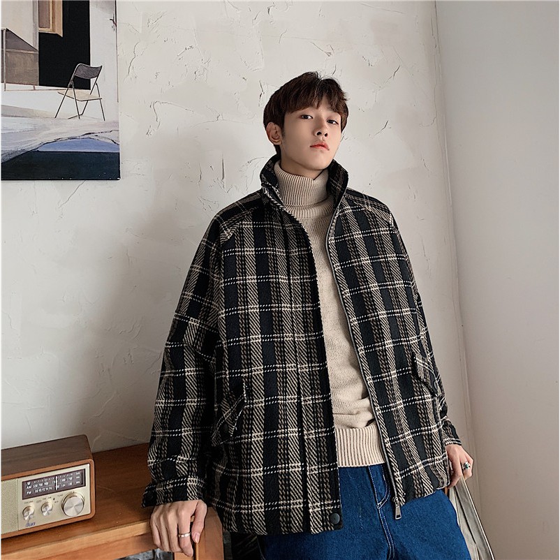 Áo dạ nam cổ bẻ họa tiết kẻ caro thời trang unisex hàng cao cấp đẹp