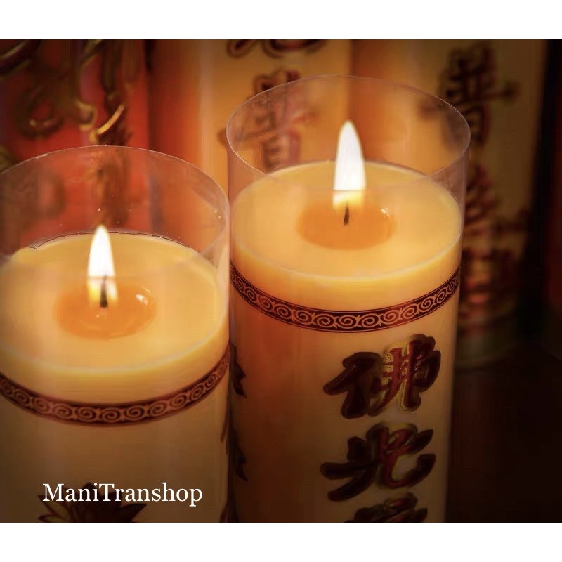 Nến Sáp Bơ Thơm, Đôi Nến Bơ Thờ 5/7 Ngày Đỏ - Vàng