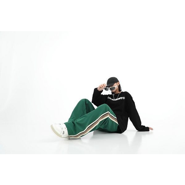 Hello KOMA Quần Thể Thao Ống Rộng Họa Tiết Kẻ Sọc Phong Cách Hip Hop Đường Phố Mỹ