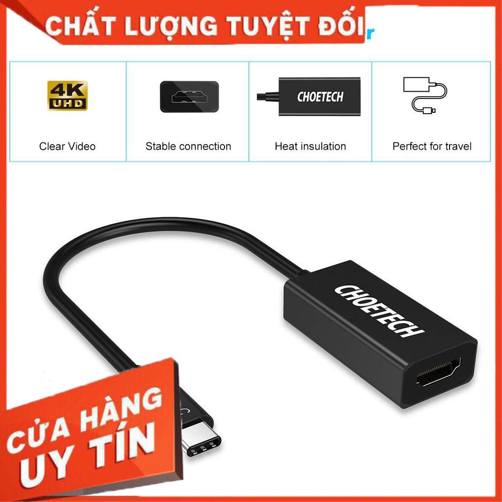 Đầu chuyển Adapter Type-C ra cổng HDMI chuẩn 4K hiệu CHOETECH HUB-H05 - hàng chính hãng