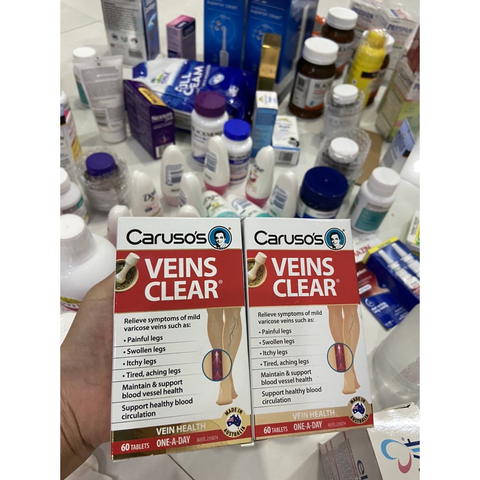 Viên uống giảm suy giãn tĩnh mạch Caruso’s Veins Clear 30 viên, mẫu mới của Úc