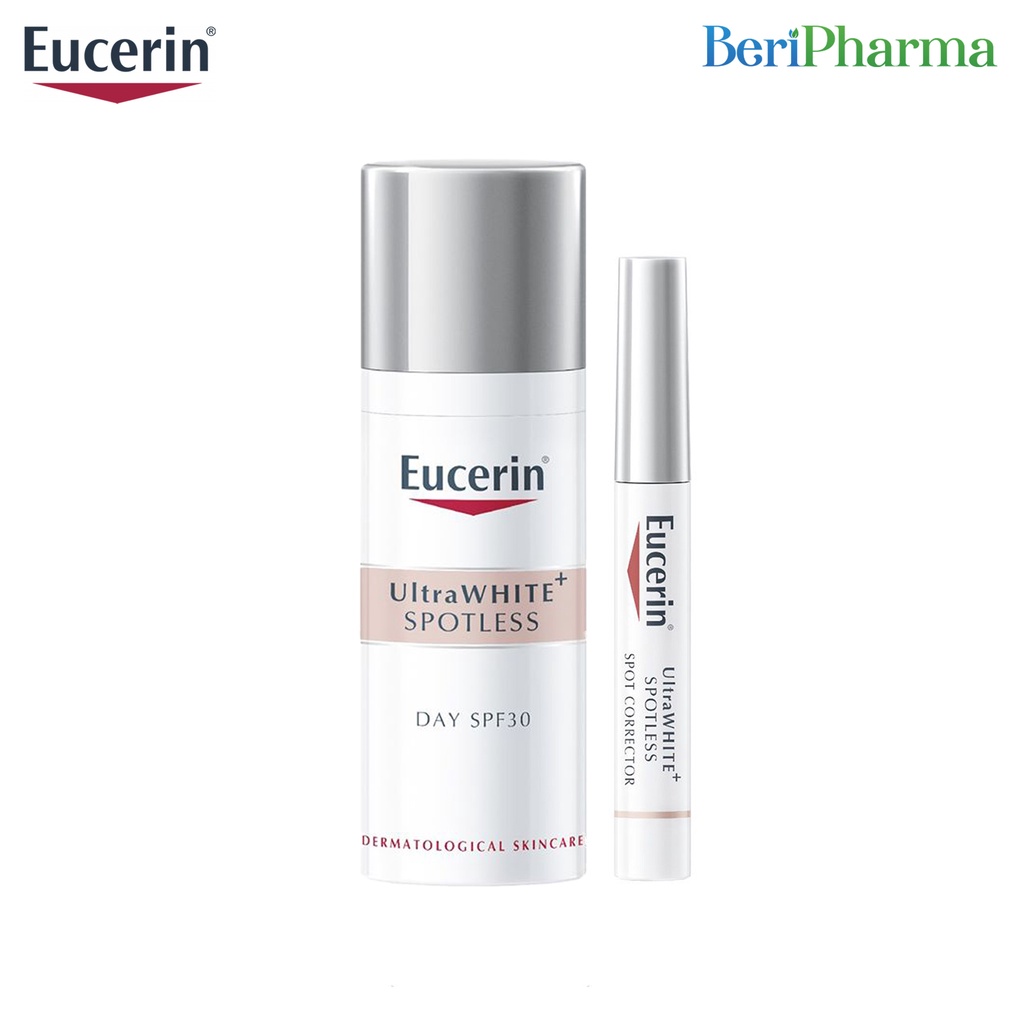 Combo Eucerin Kem Dưỡng Và Tinh Chất Giảm Thâm Nám Ultrawhite+ Spotless Day 50ml &amp; Spot Corrector 5ml