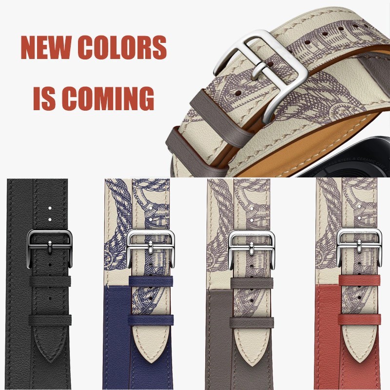 HERMES Dây Đeo Bằng Da Thật Cho Đồng Hồ Thông Minh Apple Watch 38mm 40mm 42mm 44mm QXON