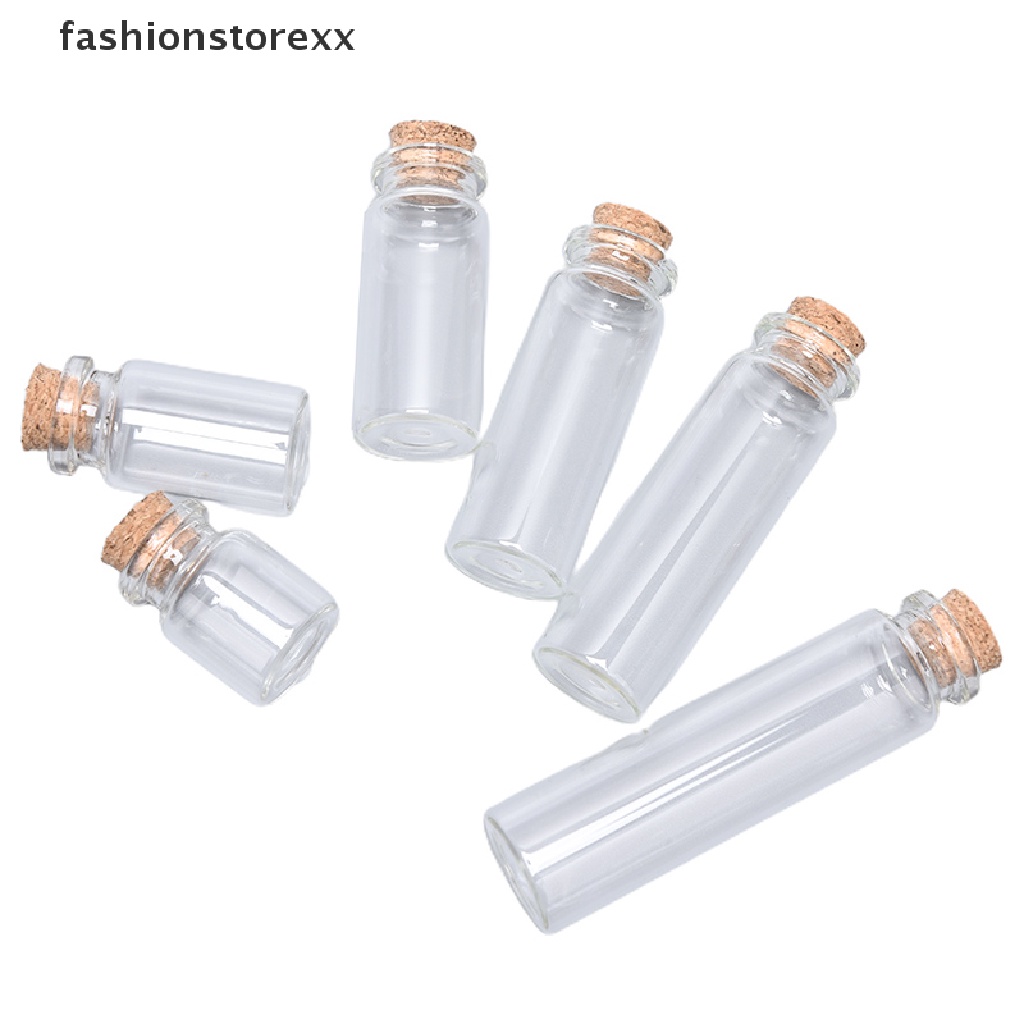 Bộ 10 chai thủy tinh trong suốt mini có nút bần dùng trang trí tiện dụng