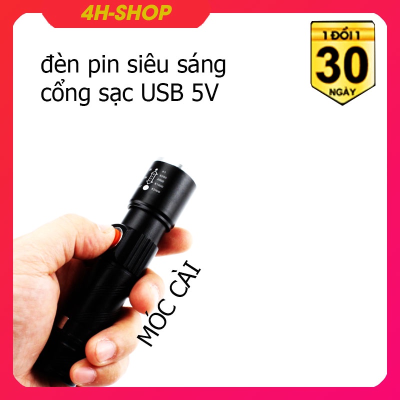 Đèn pin siêu sáng XML - T6 có cổng sạc USB - có Zoom - có chớp led - bền rẻ đẹp - kèm video. | BigBuy360 - bigbuy360.vn