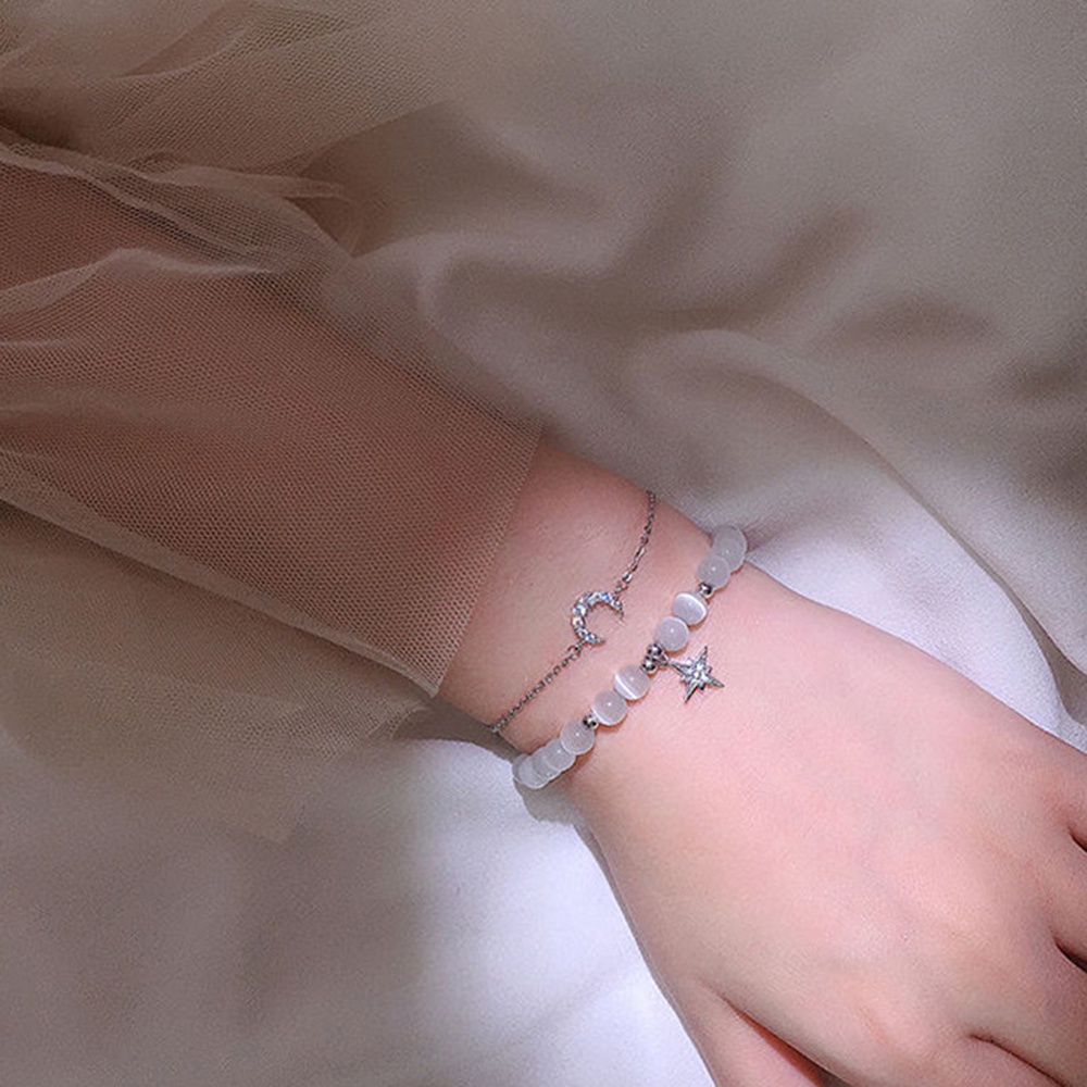 Vòng Tay Chuỗi Hạt Mặt Trăng Ngôi Sao Thời Trang Mùa Hè Phong Cách Hàn Quốc Đơn Giản Cho Nữ