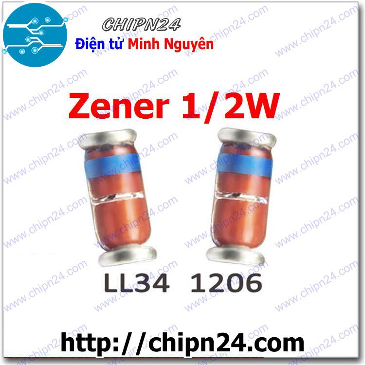 [10 CON] Diode Zener Dán 1/2W (3V3/4V7/5V1/5V6/6V2/12V/15V/24V/33V/36V) - [Chọn Loại]