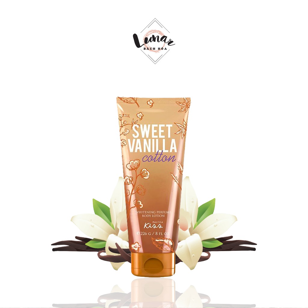 Dưỡng Thể Sáng Da Hương Nước Hoa Malissa Kiss Sweet Vanilla 226gr