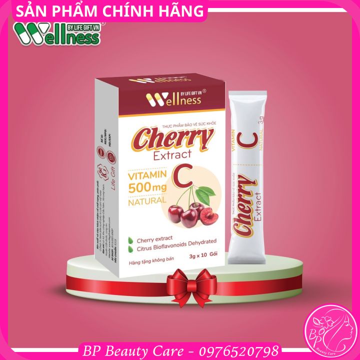 VITAMIN C bột tan CHERRY EXTRACT WELLNESS Thực phẩm bảo vệ sức khỏe hộp 10 gói