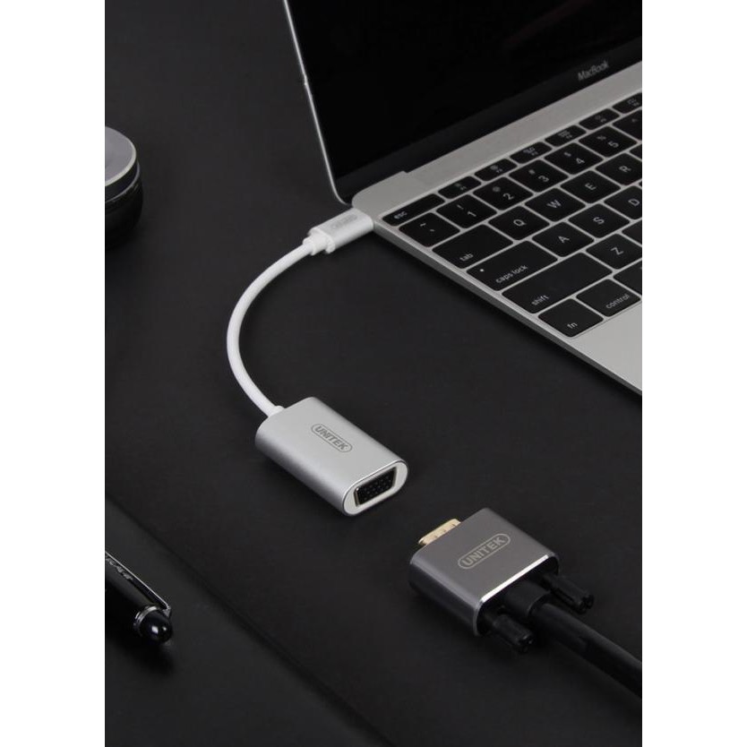 CÁP chuyển từ máy tính, Laptop , Macbook có cổng Type C 3.1 sang man hình . tv có cổng VGA Unitek Y6315 dài 15cm