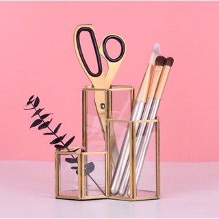 Lọ đựng cọ mỹ phẩm - Kéo màu gold