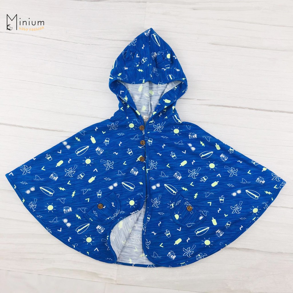 Áo choàng chống nắng cho bé trai, bé gái, áo cánh dơi ponchoni, áo choàng cho bé chất liêu cotton(size 0-6 tuổi)- Minium