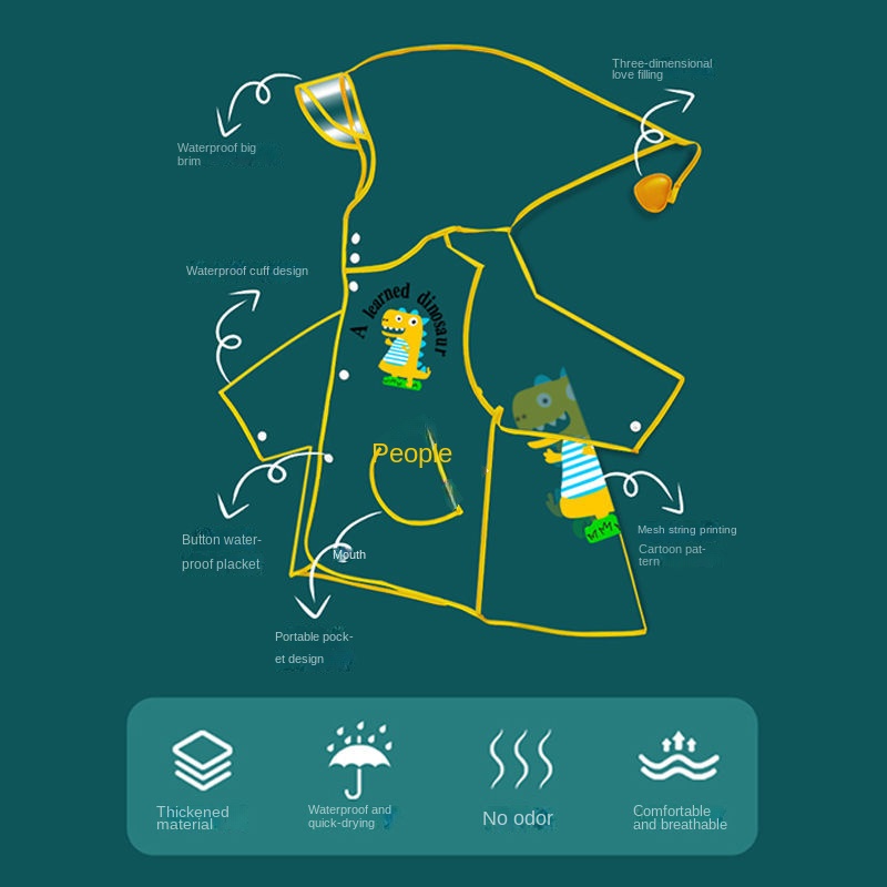 ♛Áo Mưa Trong Suốt Hình Khủng Long Đáng Yêu Dành Cho Bé