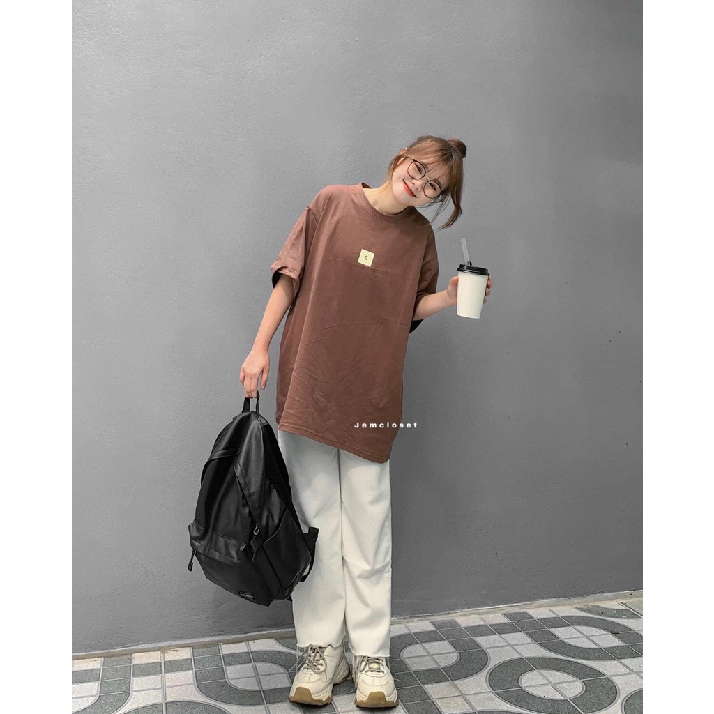 Set áo thun G quần kaki trắng  Bộ áo thun tay lỡ quần ống rộng ulzzang anashop