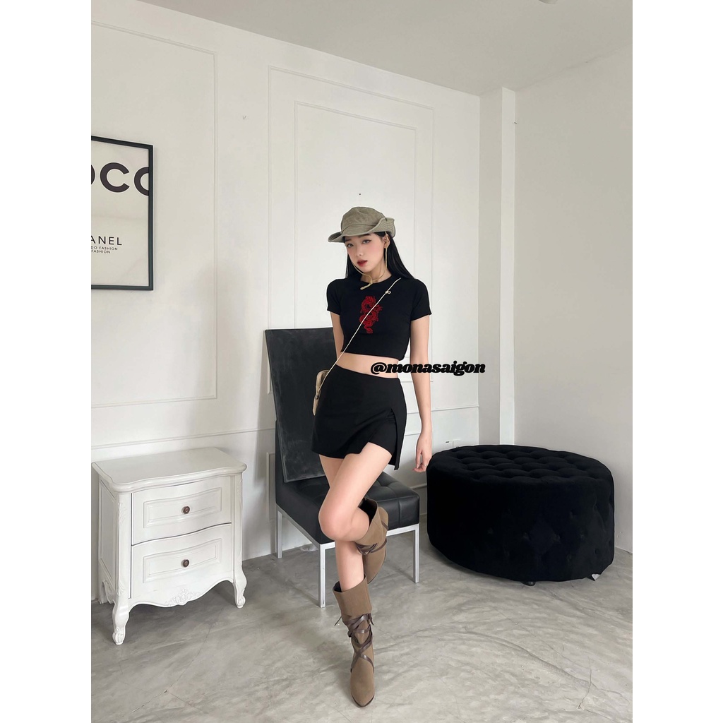 Áo croptop thun Y2K MONÁ - FIRA