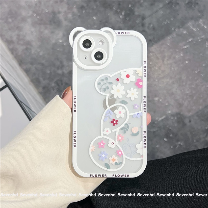 Ốp Điện Thoại Mềm Họa Tiết Tai Gấu Hoạt Hình Cho iPhone 14 13 12 11 Pro Max Xs Max Xr X 6 6s Plus