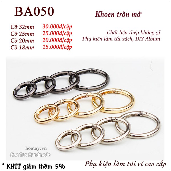 Khoen Tròn mở làm túi xách BA050