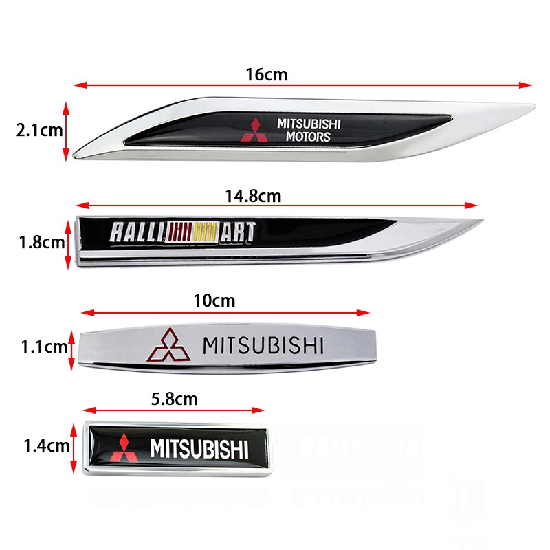 Bộ 2 miếng dán trang trí xe hơi bằng kim loại cho Mitsubishi Asx Lancer Eclipse