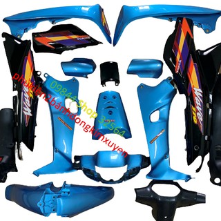 Dàn áo -vỏ nhựa xe Wave ZX -Wave alpha,đời 2005-2006-Wave nhỏ 110 - nhựa ABS màu ngọc sườn đen