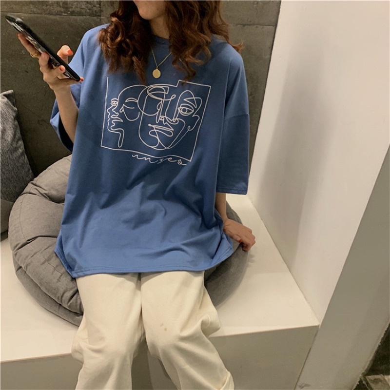 Áo phông 3158 nam nữ tay lỡ, áo thun ovesize form rộng chất cotton khô in hình rối | BigBuy360 - bigbuy360.vn