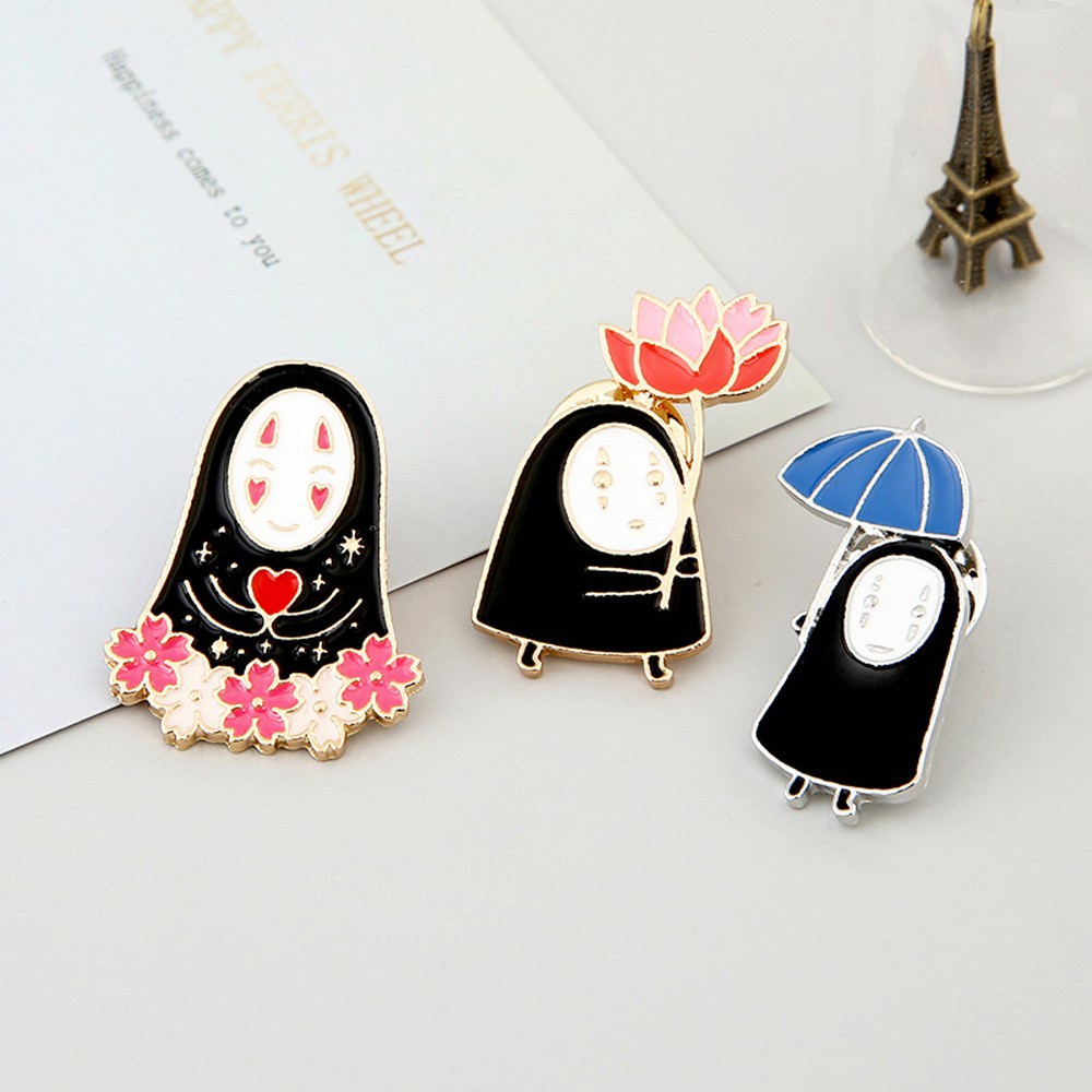 FRANCESCO New Faceless Male Brooches Coat Suit Scarf Clip Spirited Away Lapel Pins Dripping Oil Women Fashion Jewelry Clothes Cartoon Sakura Bag Badge