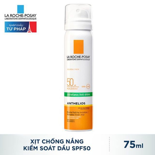 Xịt Chống Nắng Kiểm Soát Bóng Nhờn & Bảo Vệ Da Trước Tác Hại Của UVA & UVB SPF50 La Roche-Posay Anthelios 75ml