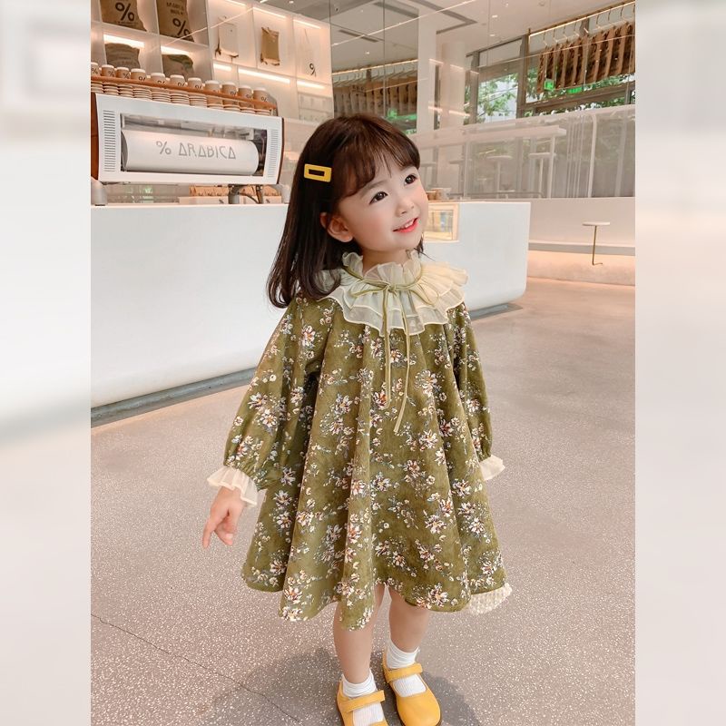 Đầm Búp Bê Họa Tiết Hoa Thời Trang Mùa Thu Cho Bé Gái