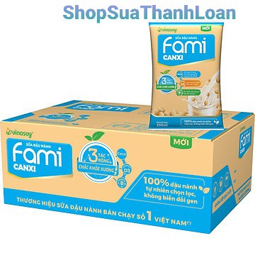 [HSD T8-2021] [GIAO GRAB-NOW] Thùng 40 Bịch Sữa Đậu Nành Fami Canxi (200ml)