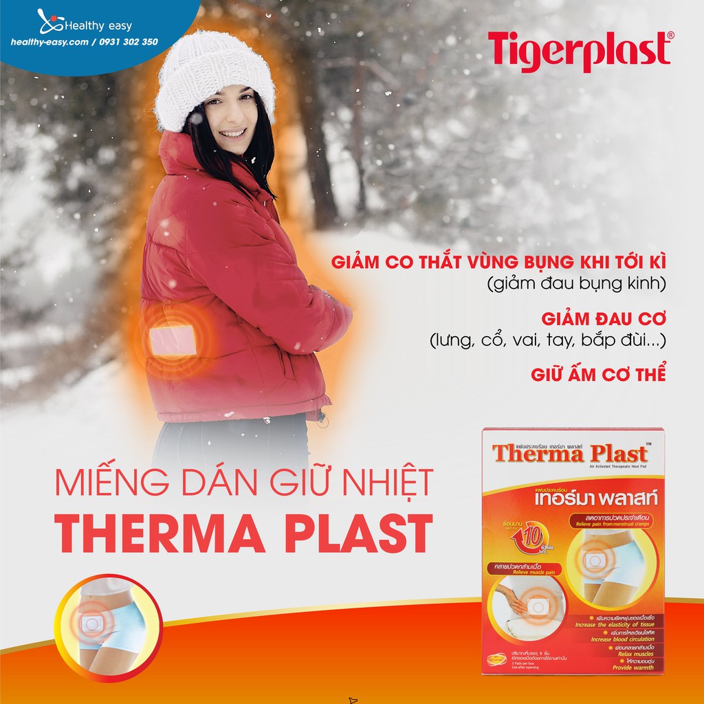 MIẾNG DÁN GIỮ NHIỆT THERMA PLAST - GIẢM ĐAU THẮT BỤNG KINH, GIỮ ẤM, GIẢM ĐAU CƠ