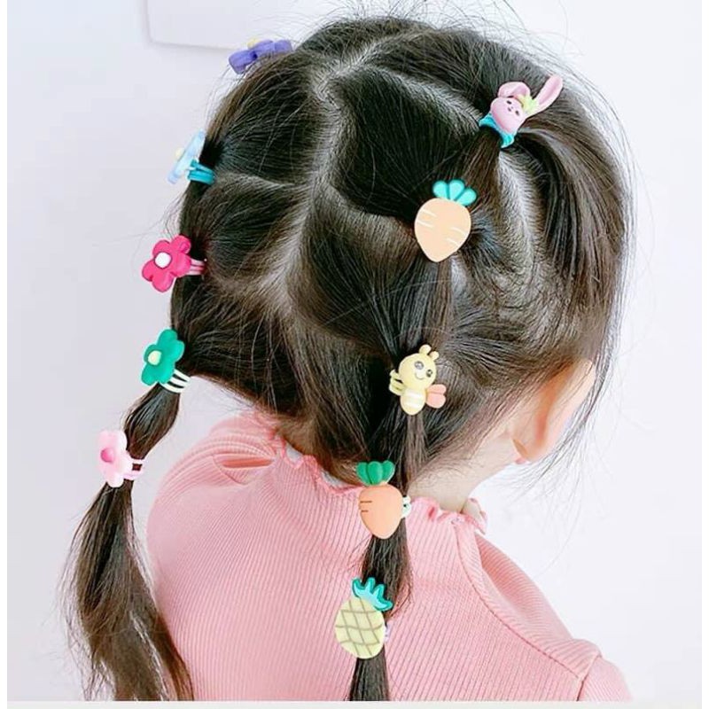 Sét 20 chun buộc tóc hoạt hình cho bé