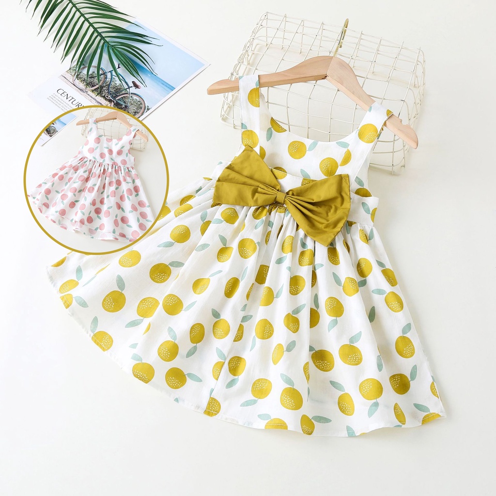 Váy bé gái thắt nơ chất liêu cotton thoáng mát