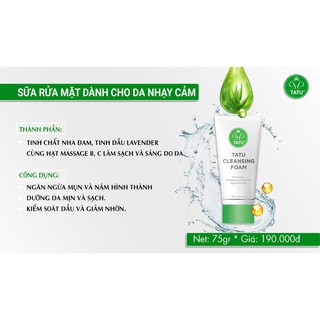 SỬA RỮA MẶT TATU CLEANSING FOAM