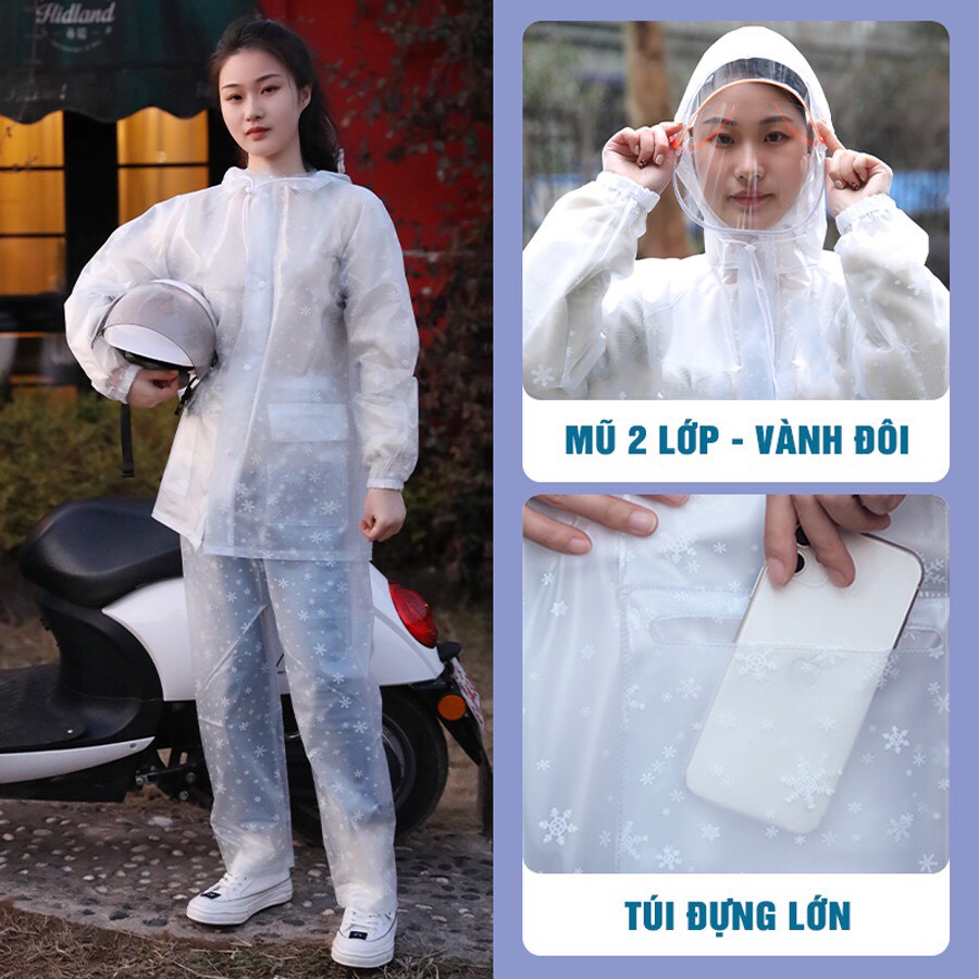 Áo mưa Thành Nam loại dày cao cấp, 2 đầu, có kính chắn gương, có kính trong suốt - hàng việt nam chất lượng cao