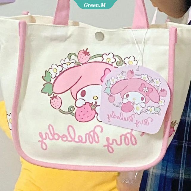 Sanrio My Melody Túi Xách Đeo Vai Canvas Họa Tiết Hoạt Hình Dễ Thương Thời Trang Cho Nữ