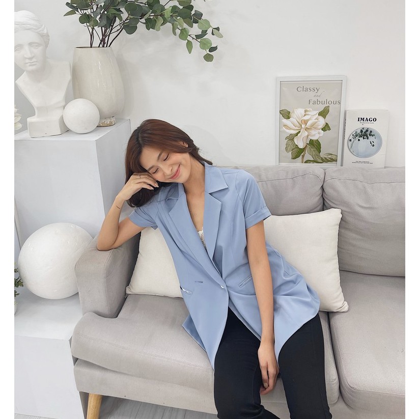 Áo khoác Blazer HEYBEE có 2 cúc (3 màu), chất liệu vải cotton lạnh siêu mát - OLIVINE BLAZER HT670