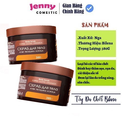Tẩy Da Chết Body Quế Hồi và Cà Phê Nga SCRUB COFFEE CINNAMON CLOVES 380g - 1 tuần dùng 2 lần ce nhé