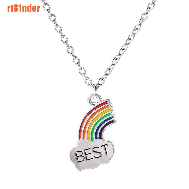 Cặp vòng cổ mặt dây hình đám mây cầu vồng chữ Best Friends thời trang cho nữ