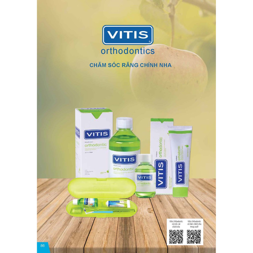 Kem đánh răng làm mềm mảng bám cho người chỉnh nha, niềng răng Vitis Orthodontic 100ml