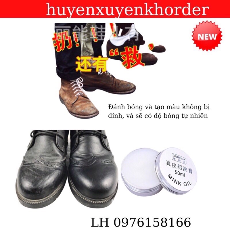 Kem dầu Chồn 20ml bảo dưỡng chăm sóc  đánh bóng đồ da : giầy dép , túi xách sạch và sáng bóng