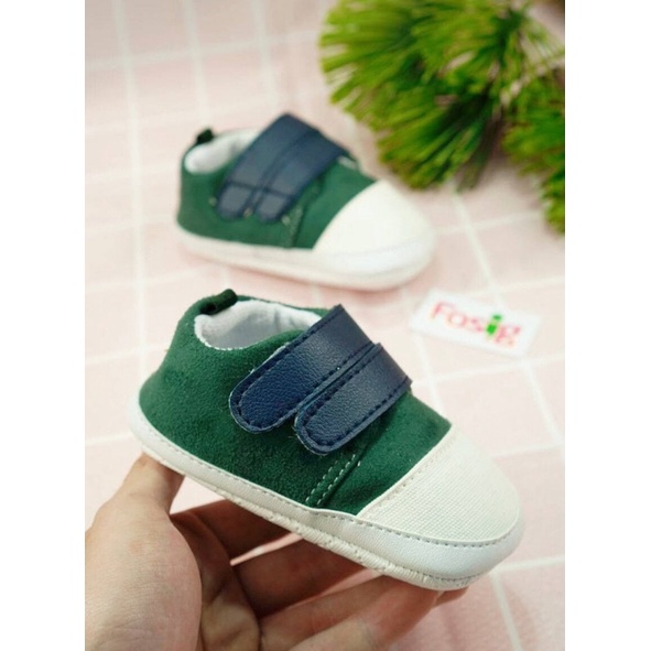 [12cm] Giày Vải Tập Đi Siêu Nhẹ Cho Bé - Xanh Lá Navy