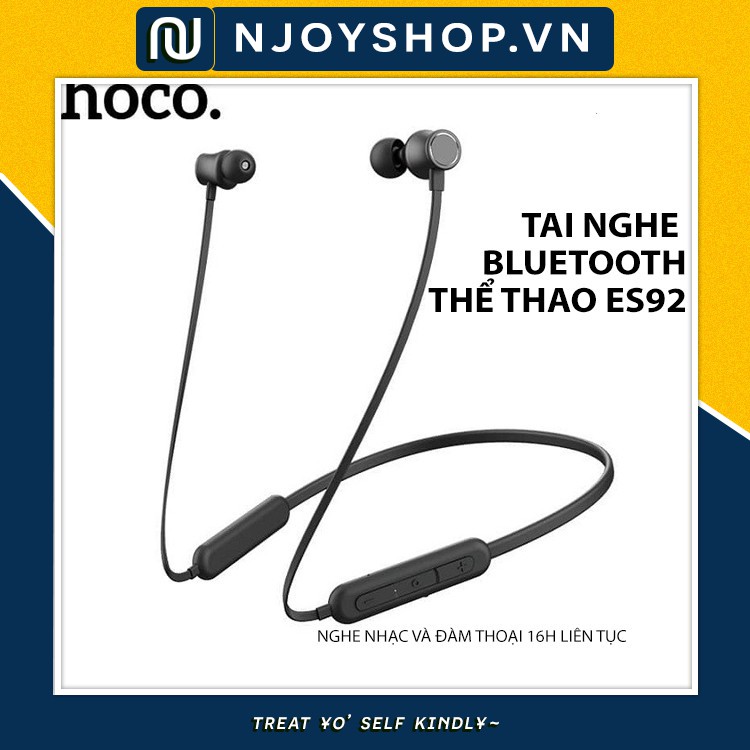 TAI NGHE BLUETOOTH THỂ THAO ES29 CHÍNH HÃNG HOCO NAM CHÂM DÍNH, CHỐNG NƯỚC CHUẨN IPX5 ĐEN