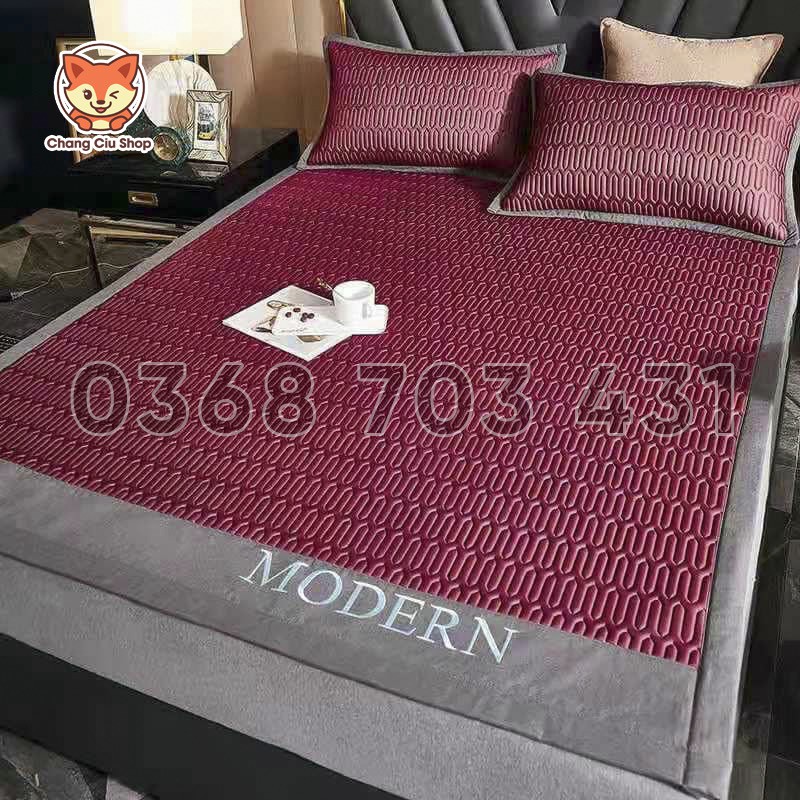 Chiếu Điều Hoà Modern, Chiếu Điều Hoà Cao Su Non Tencel Modern - Hàng Cao Cấp (Tặng Kèm 2 Vỏ Gối)