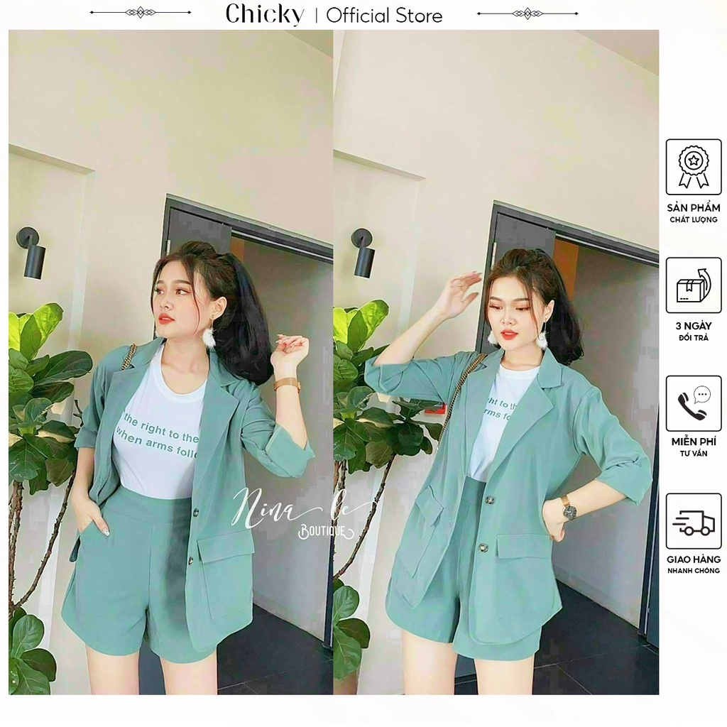 set 3 món áo vet tay dài phối với áo phông cùng với quần đùi