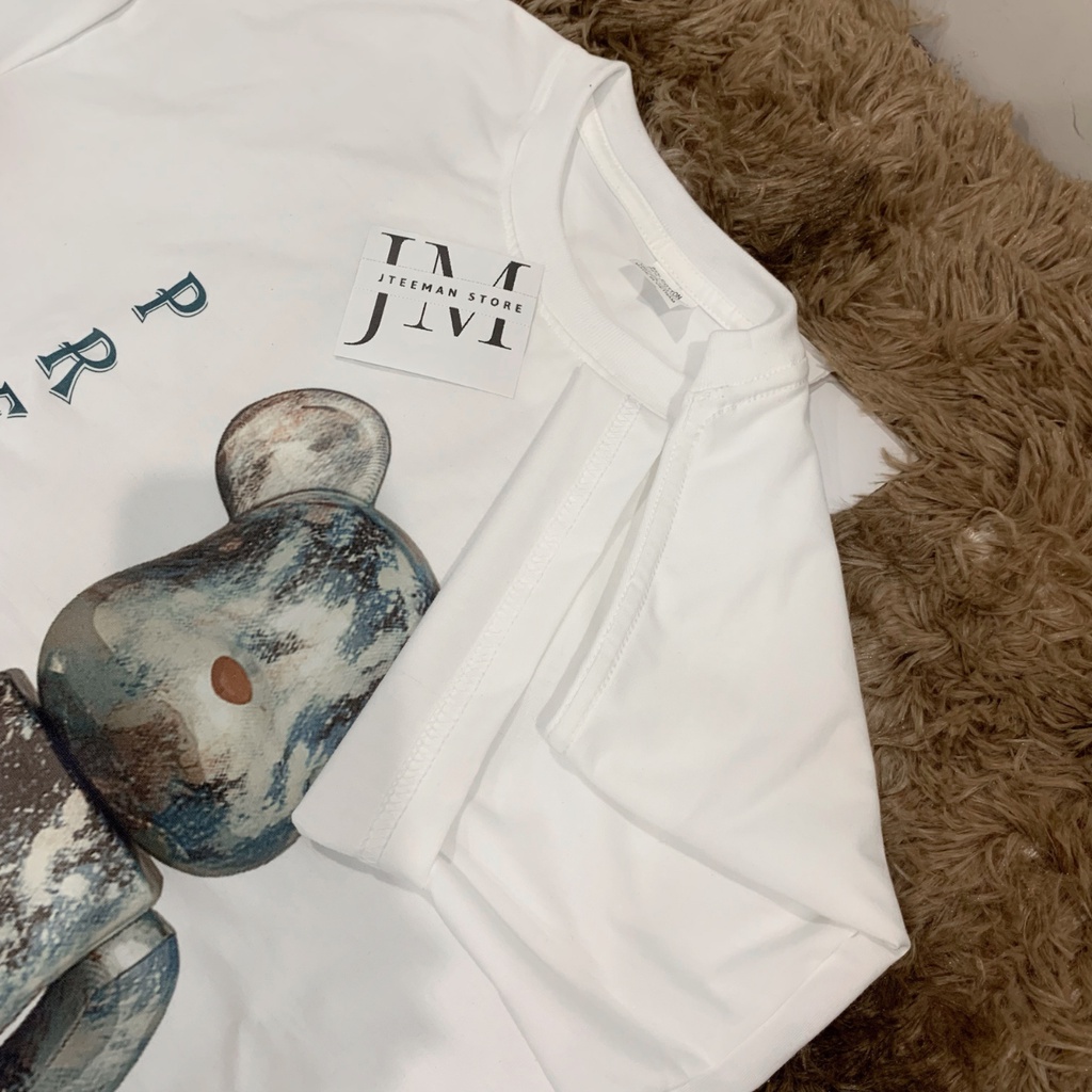 Áo thun Unisex tay lỡ form rộng in hình BearBrick đẹp, áo phông Unisex nam nữ in hình Gấu vải cotton JTeeMan - JT19